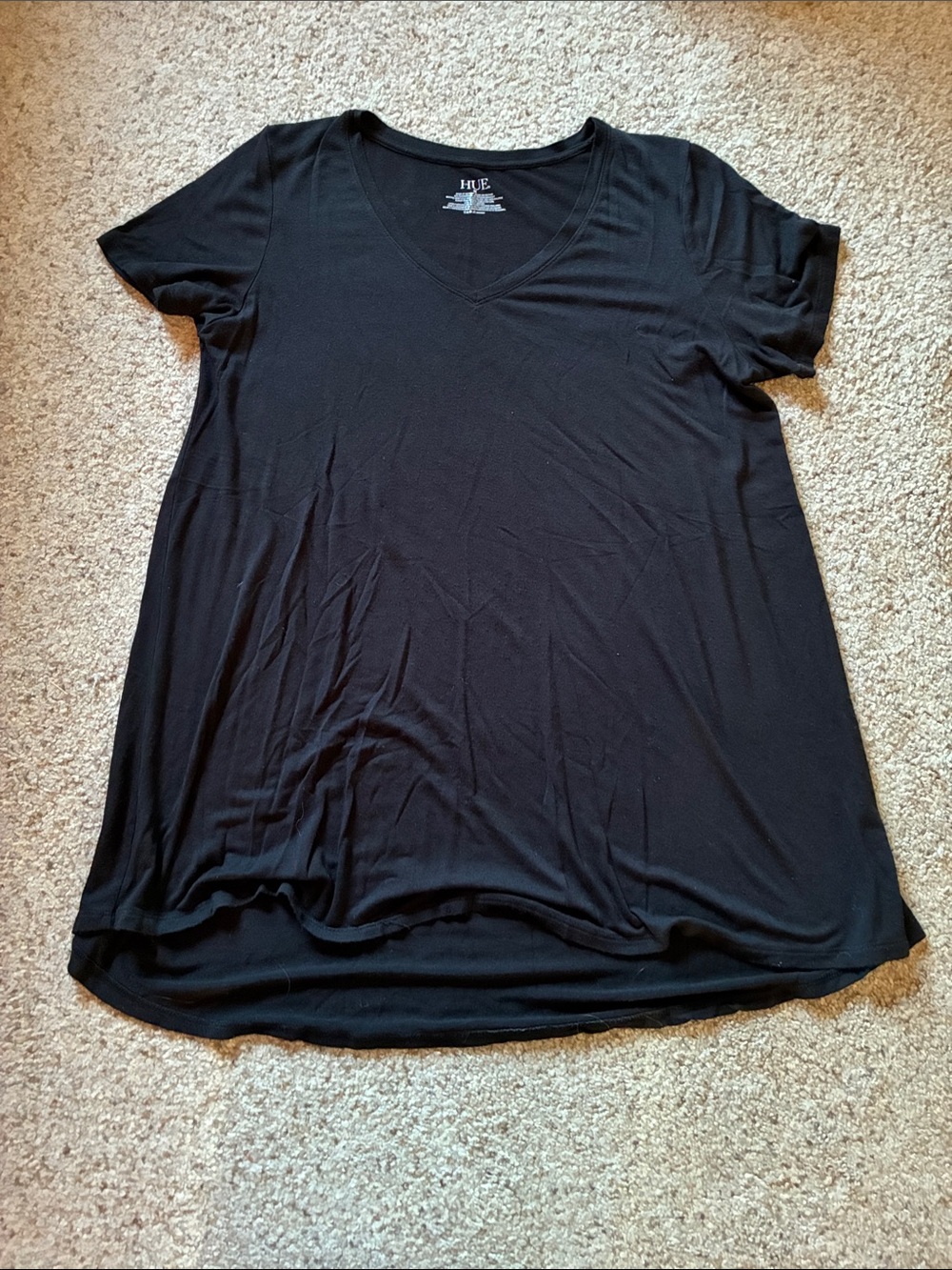 HUE Black V-Neck Short Sleeve Tee